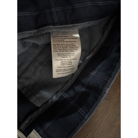 Penguin by Munsingwear Blue Plaid Chino Pants Straight Fit Stretch Mens 33x30 - Picture 8 of 14